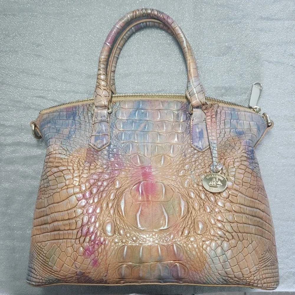 Brahmin‎ Duxbury Iridescent Opal Melbourne Croc-Embossed Leather Satchel Handbag
